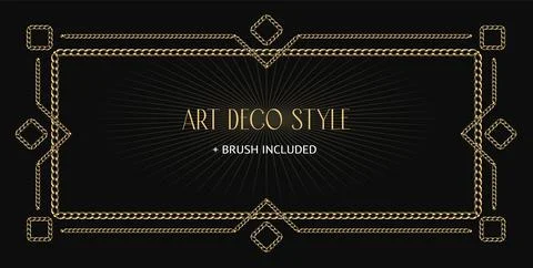 Art deco geometric frame made of golden chain Illustrazione stock