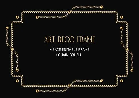 Art deco geometric frame made of chain and beads Stock Illustration