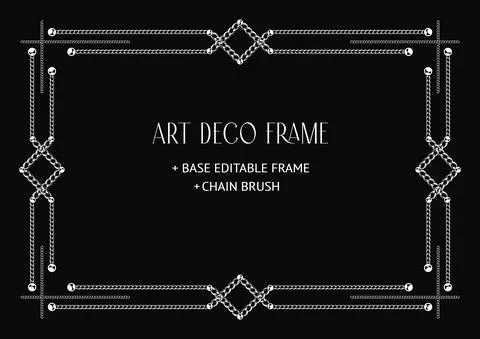 Art deco geometric frame made of chain and beads Stock Illustration