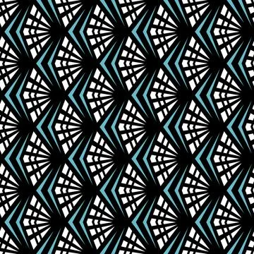 Art Deco - Geometric Pattern (Black, White, Blue) Stock Illustration