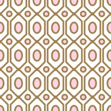 Art deco geometric pattern with net gem Ashapes in gold and blush colors. Stock Illustration