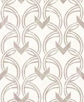 Art Deco geometry pattern on watercolor seamless beige texture. Hand made Stock Illustration