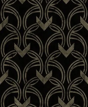 Art Deco geometry pattern on watercolor seamless beige texture. Dark Hand made Stock-Illustration