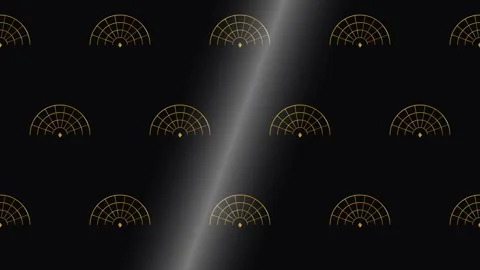 Art Deco Gold Fan Pattern Draw-On on Black with luminous lines building 4K Loop Vídeo Stock 346126292