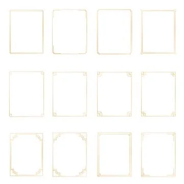 Art Deco gold horizontal frames and borders collection 2. Trendy gatsby desig Stock Illustration