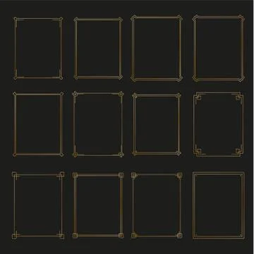 Art Deco gold horizontal frames and borders collection 2. Trendy gatsby desig Stock Illustration