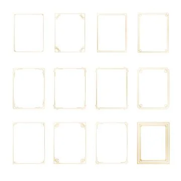 Art Deco gold horizontal frames and borders collection 2. Trendy gatsby desig Illustrazione stock