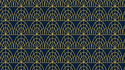Art deco golden fans pattern seamless looping background 4K Видео 337062755