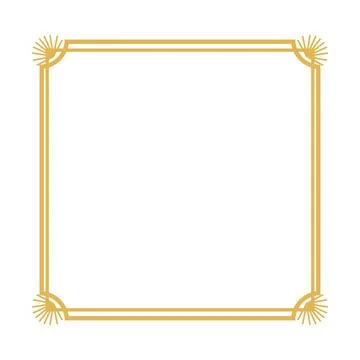 Art deco golden frame border on white 库存插图