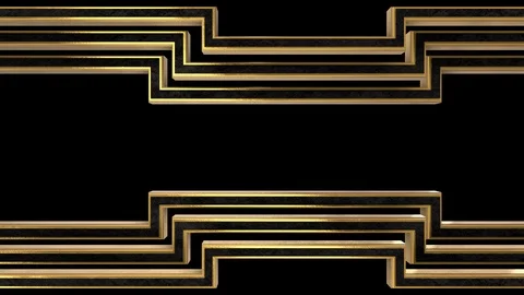 Art Deco Horizontal borders animation. ALPHA MATTE. Stock Footage 126891130