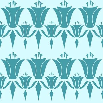Art Deco Inspired Floral Pattern In Shades Of Blue Illustrazione stock