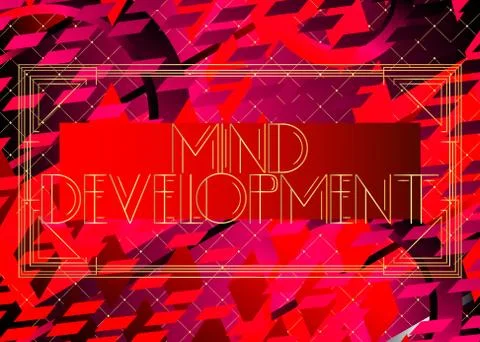 Art Deco Mind Development text. Decorative greeting card, sign with vintage l Stock Illustration