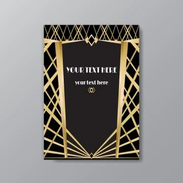 Art Deco page template, retro  style for web and print, city and the lights p Stock Illustration