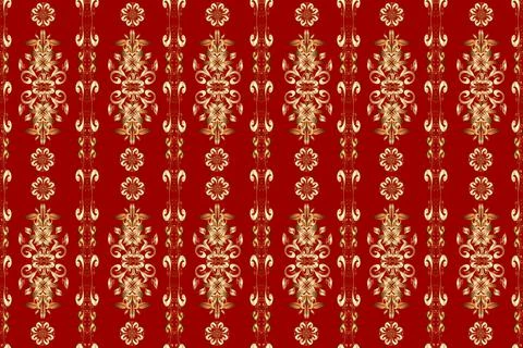 Art Deco Pattern on beige, brown and red colors. Vintage pattern art design. Ras Stock Illustration