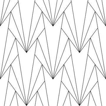 Art Deco Pattern. Fanning seamless black and white background Stock Illustration