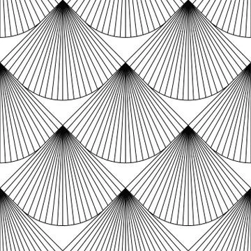 Art Deco Pattern. Fanning seamless black and white background Illustrazione stock
