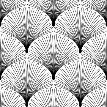Art Deco Pattern. Fanning seamless black and white background Stock Illustration