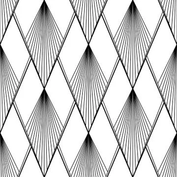 Art Deco Pattern. Fanning seamless black and white background Stock Illustration