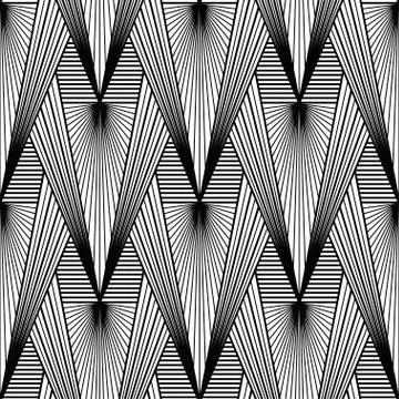 Art Deco Pattern. Fanning seamless black and white background Illustrazione stock