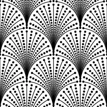 Art Deco Pattern. Fanning seamless black and white background Stock Illustration