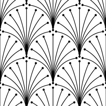 Art Deco Pattern. Fanning seamless black and white background Illustrazione stock