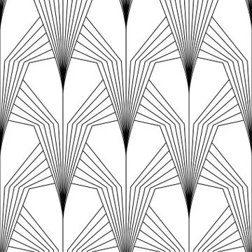 Art Deco Pattern. Fanning seamless black and white background Stock Illustration