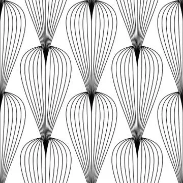 Art Deco Pattern. Fanning seamless black and white background Stock Illustration