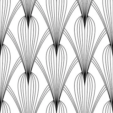 Art Deco Pattern. Fanning seamless black and white background Stock Illustration