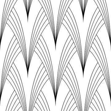 Art Deco Pattern. Fanning seamless black and white background Illustrazione stock