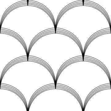 Art Deco Pattern. Fanning seamless black and white background Stock Illustration