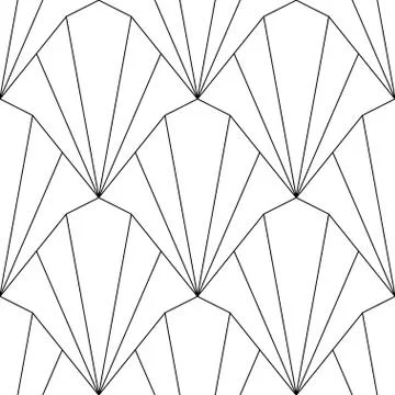 Art Deco Pattern. Fanning seamless black and white background Stock Illustration