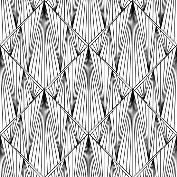 Art Deco Pattern. Fanning seamless black and white background Stock Illustration