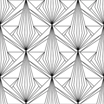 Art Deco Pattern. Fanning seamless black and white background Illustrazione stock
