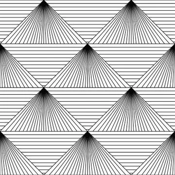 Art Deco Pattern. Fanning seamless black and white background Stock Illustration