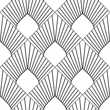 Art Deco Pattern. Fanning seamless black and white background Stock Illustration