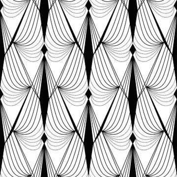 Art Deco Pattern. Fanning seamless black and white background Stock Illustration