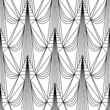 Art Deco Pattern. Fanning seamless black and white background Illustrazione stock