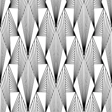 Art Deco Pattern. Fanning seamless black and white background Illustrazione stock