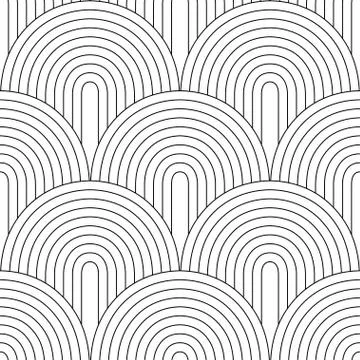 Art Deco Pattern. Fanning seamless black and white background Stock Illustration