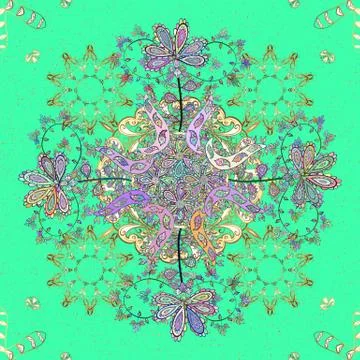 Art Deco Pattern on green, beige and neutral colors. Seamless. Luxury vintage il Stock Illustration