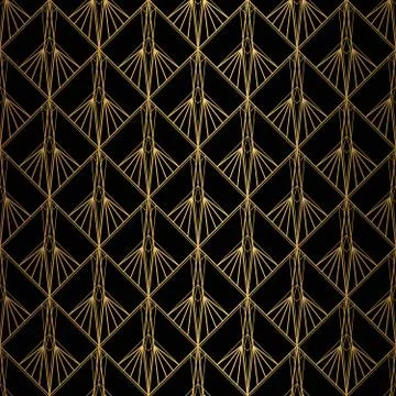 Art Deco Pattern. Seamless black and gold background. Stock Illustration