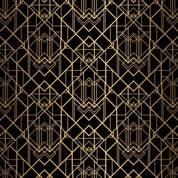 Art Deco Pattern. Seamless black and gold background. 스톡 일러스트