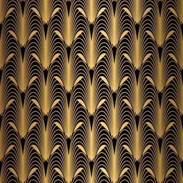 Art Deco Pattern. Seamless black and gold background. Stock Illustration