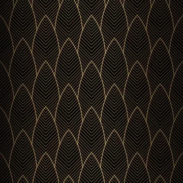 Art Deco Pattern. Seamless black and gold background. Stock Illustration