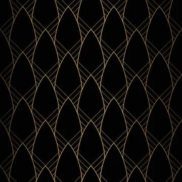 Art Deco Pattern. Seamless black and gold background. 스톡 일러스트