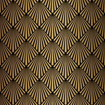 Art Deco Pattern. Seamless black and gold background. Stock Illustration