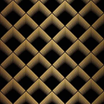 Art Deco Pattern. Seamless black and gold background. Stock Illustration