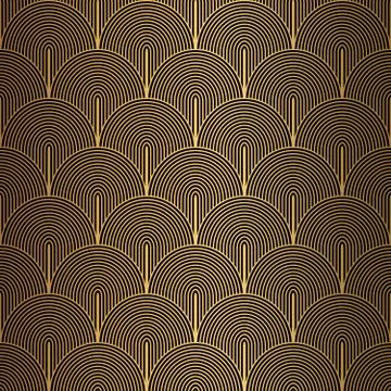 Art Deco Pattern. Seamless black and gold background. Stock Illustration
