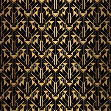 Art Deco Pattern. Seamless black and gold background. Stock Illustration