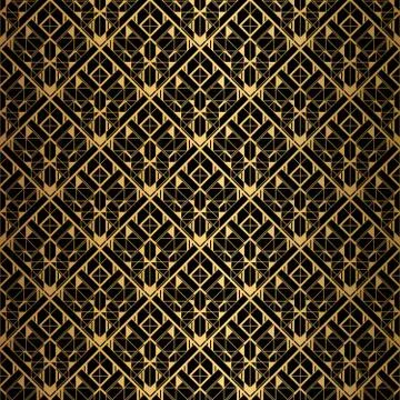 Art Deco Pattern. Seamless black and gold background. Illustrazione stock